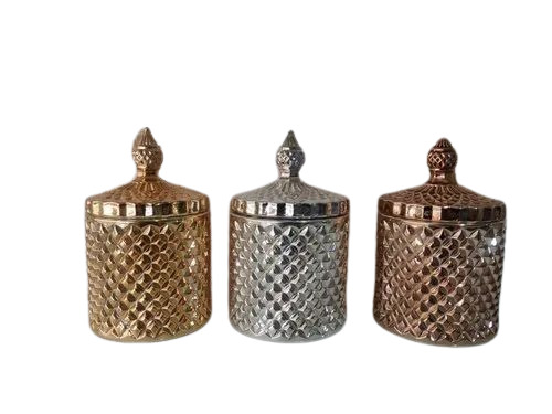 Glass Candy Jar - 500 ml | Silver And Golden Color, Good Quality, New Condition