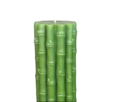 Green Bamboo Pillar Candle - Paraffin Wax, 2.8 x 6 Inches, Green Color | Handcrafted, Floral Aroma, Color Changing, Decorative Scented Wax