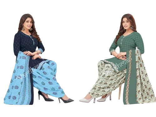 Ladies Cotton Salwar Suit - 100% Pure Cotton, Customized Size, Blue Printed | Light Weight, Breathable, Suitable for Summer and Winter, 3/4th Sleeve Style