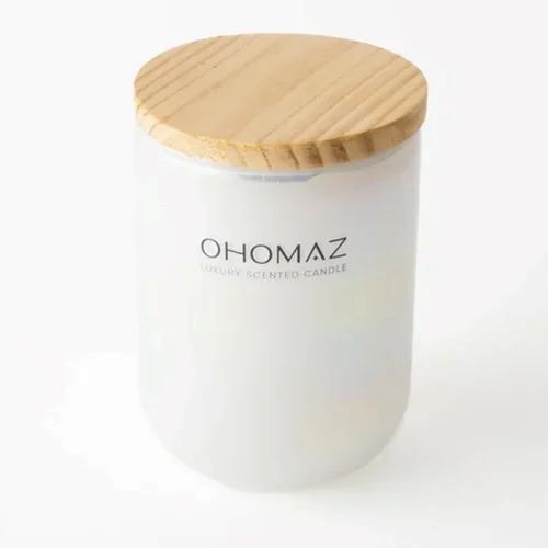 Neon White Rainbow Glass Scented Candles - Soy Wax 7.5x7.5x10.5 cm, White Color | Handmade, Long Burn 35 Hours, Soft Glow, Eco-Friendly, Non-Toxic Wick