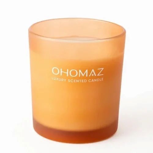 Orange Frosted Medium Glass Scented Candles - Soy Wax, 7.5x7.5x8 cm, Orange | Handmade, Clean Aesthetic, Soothing Fragrance, Eco-Friendly, Non-Toxic, Long Burn