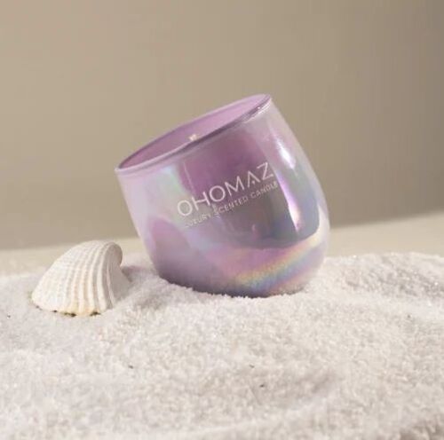 Rainbow Purple Scented Glass Candle - Soy Wax, 6.5 cm x 6.5 cm x 7 cm, White | Clean Aesthetic, Soothing Fragrance, Eco-Friendly Wax, Non-Toxic High-Quality Wick
