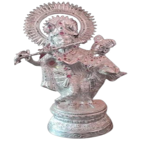 Silver Coated Krishna Radha Statue