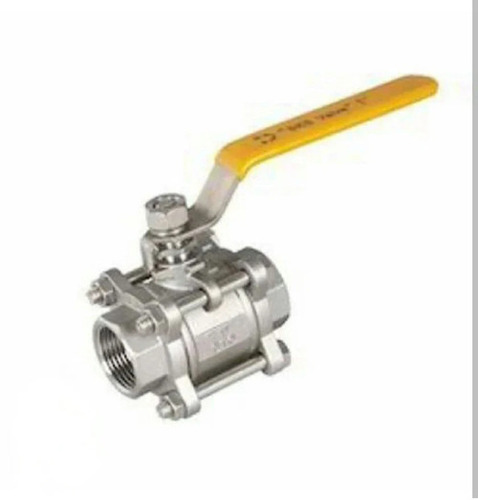 Stainless Steel Ball Valve - Durable, Rust Free, High Strength | Silver & Yellow, For Commercial Use, Water Media