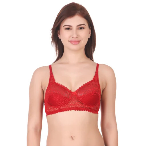 T-Shirt Bra - Full Coverage, Non Padded, Non Wired, Low Back | Red, Regular Straps, Party Wear, Hand Wash, Sizes 30-40, Made in India