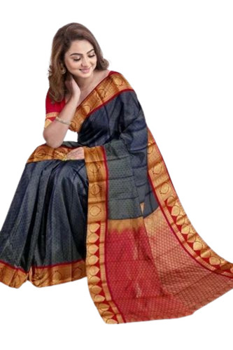 Super Kadhampari Saree - Art Silk 6.3 m Length (with Blouse Piece) | Light Weight Breathable Printed Grey Perfect for Party Wear