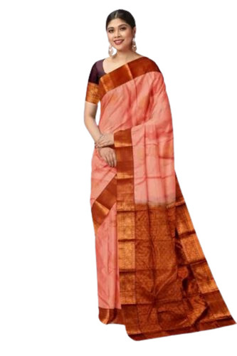 Traditional Silk Saree - 6.3 m Length with Blouse Piece | Lightweight, Breathable, Festive Pink & Red Printed Art Silk