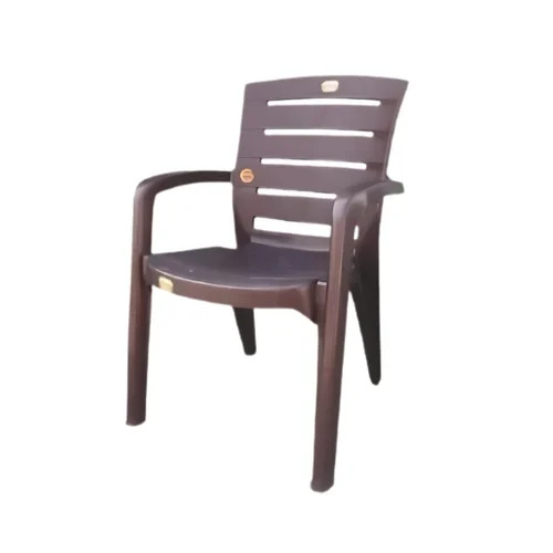 Anmol Brown Plastic Chair - Mid Back Design, 150 Kg Load Capacity | Water Resistant, Durable, Modern Appearance, With Armrest, 1 Year Warranty