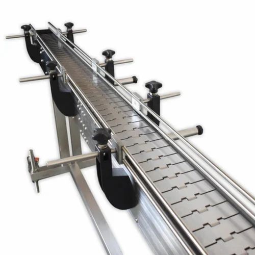 Chain Conveyor - Stainless Steel, Customized Size , Grey Troughed Belt | Durable, High Load Capacity, Adjustable Speed Settings, Robust Design for Heavy-Duty Use