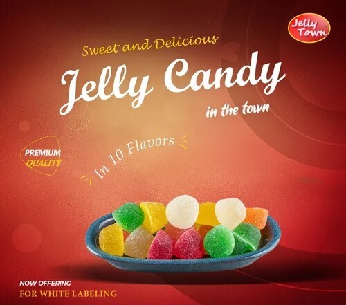 Colourfull Jelly Candy - Mint Flavour, Hard Candy, Round Shape, Packet Packaging, Very Good Quality | Sweet Taste, Delicious Candy, Ten Flavors, Variety Shapes, White Labeling
