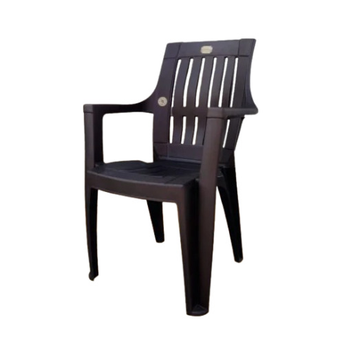 Feroz-8001 Plastic Garden Chair - Brown & Black | Modern Design, Mid Back, Non-Foldable, Durable, Waterproof, Load Capacity 150 Kg, 1 Year Warranty
