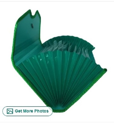 Green Plastic Expandable File Folder - Various Sizes, Lightweight Design | Ideal for Document Storage & Gifting