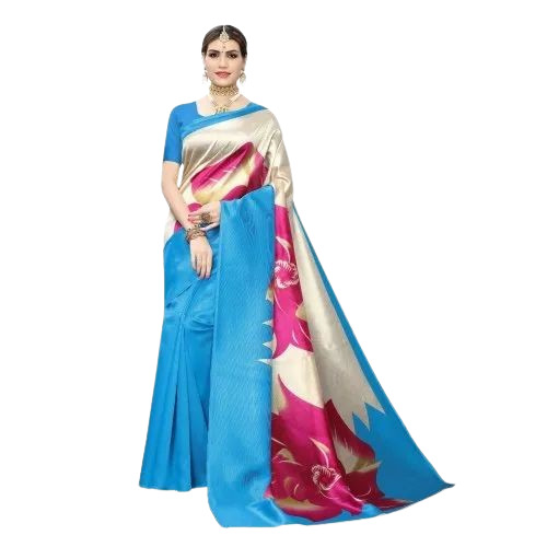 Kanchipuram Art Silk Saree - 6 m Length with Blouse Piece, Multi Color Printed Design for Party Wear
