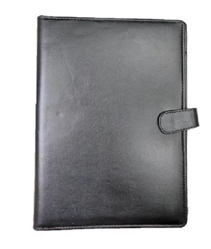 L Pocket Black Leather Conference Folder - Leather Material, Plain Pattern, Black Color | Tear Resistant, Easy to Clean, On-Time Delivery