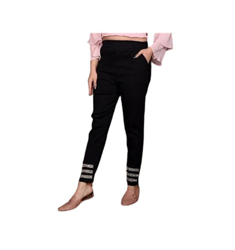 Cotton Trousers - Regular Fit, Ankle Length, Black | Anti Wrinkle, Washable, Breathable, Quick Dry, Suitable for All Seasons, Available in Multiple Waist Sizes