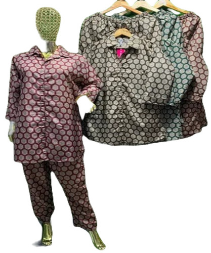 Ladies Cotton Muslin Co-Ord Set - XL Size, Pink Color | Breathable, No Fade, Quick Dry, Full Sleeves, Modern Printed Design