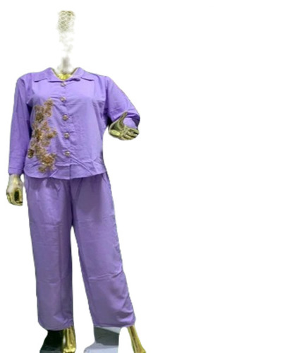Ladies Patch Co-Ord Set - Rayon, XXL, Purple | Breathable, No Fade, Quick Dry, Full Sleeves, Regular Fit, Summer Wear