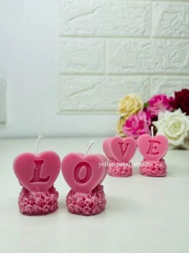 Love Candle - Natural Soy Wax, Tall Shape, Pink Color | Handcrafted, Rich Aroma, Smooth Finish, Color Changing, Perfect for Home Decoration and Celebrations