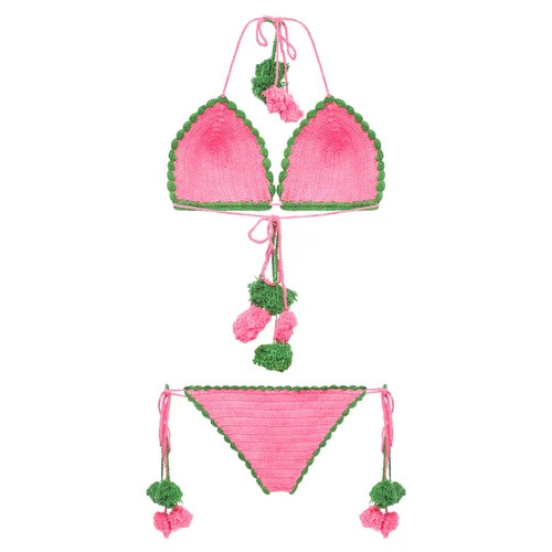 Cotton Pink Bikini Set - 3/4th Bra & Bikini Panty , Skin-Friendly, Fade & Wrinkle Resistant, Easy to Wash, Sleeveless Design