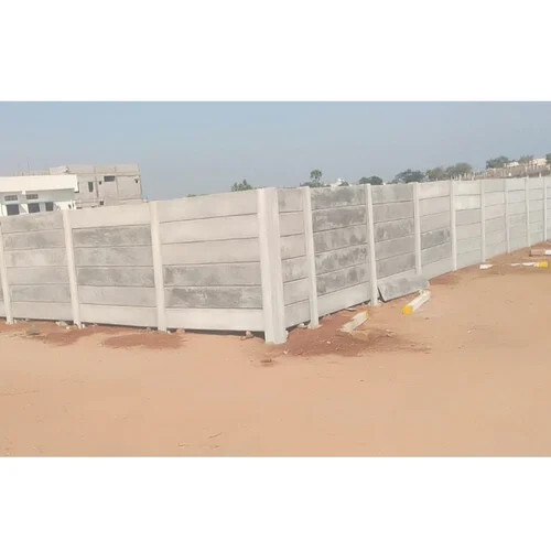Precast Compound Wall - Concrete Material, 4 Feet High, 6-8 Feet Size, Grey Color, Rectangle Shape, 4 Inch Thickness, Water Absorption Feature