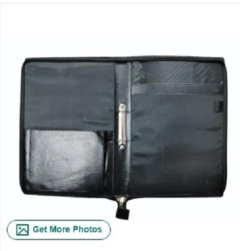PU Leather Black Double Ring Folder - PU Leather Material, Large Document Carrying Size | Tear Resistance, Ideal for Long-Term Document Storage and Gifting