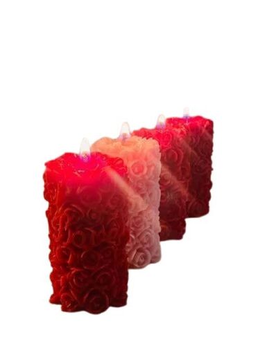 Rose Pillar Candle - Handcrafted Natural Soy Wax, Tall Shape, Pink and Red Color, Smooth Finish | Scented with Rose Aroma, Color Changing Feature, Soft Glow for Bars, Birthdays, and Parties