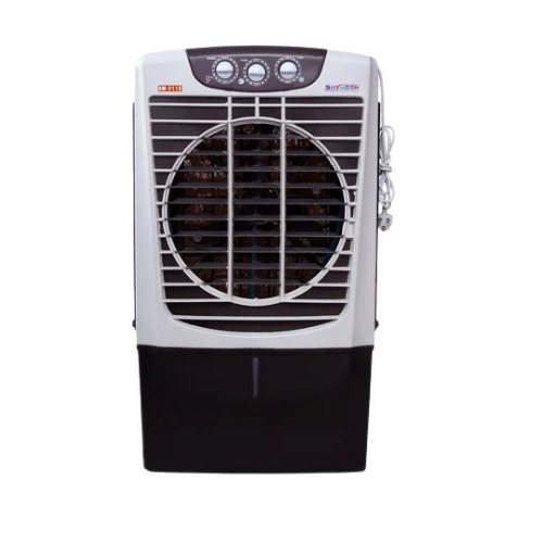 Tower Air Cooler - 45L Capacity, Black/White/Blue Plastic Finish | Floor Standing, Manual Cleaning, 40 ft Air Throw Coverage