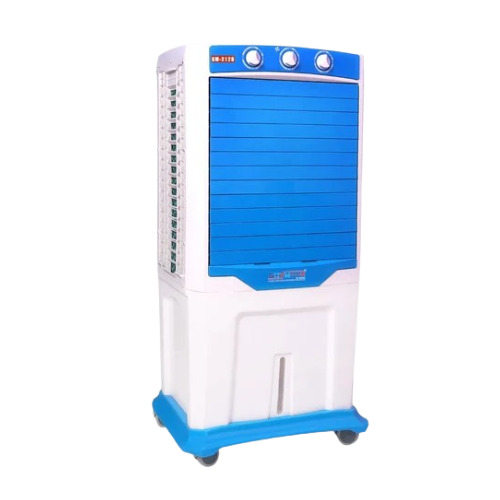 SHYMOON Tower Air Cooler - 70 L Tank Capacity, 40 ft Air Throw Coverage | Floor Standing, Manual Cleaning Method, Blue & White Plastic Design