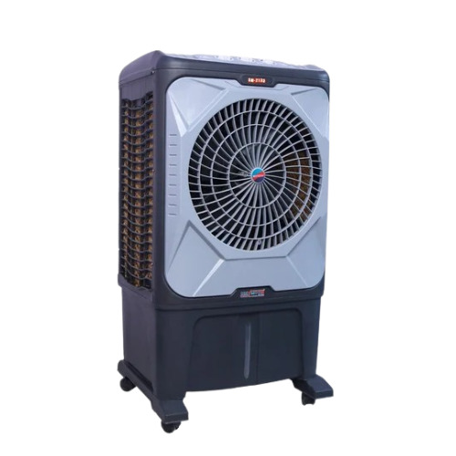 Tower Air Cooler - 70L Capacity, Manual Cleaning, Blue and White, Floor Standing Design, Ideal for Home and Industry Usage