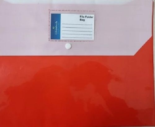 सफेद और लाल प्लास्टिक दस्तावेज़ फ़ोल्डर