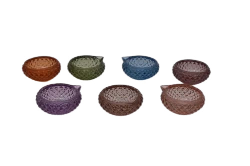 Decorative Diya - Multicolor Glass Tortoise Design with Silver Coating | Ideal for Festivals