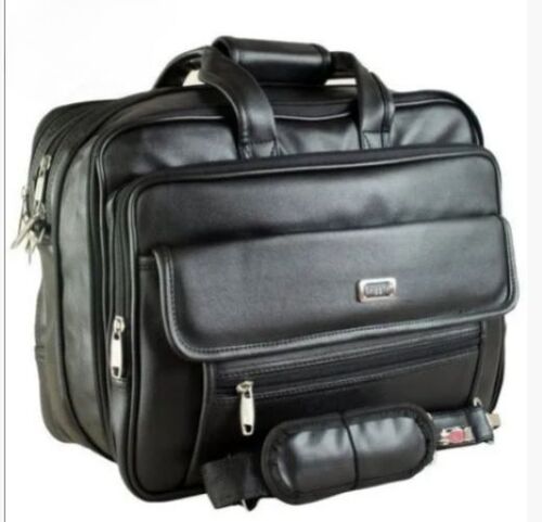 Fashion Leather Bag - Artificial Leather , Unisex Handle Bag with 4 Compartments, Zipper Closure in Luxurious Chic Black