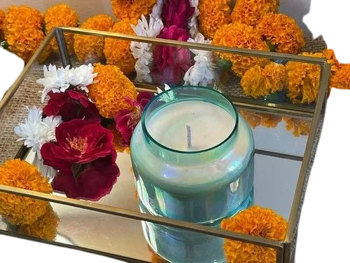 Glass Candle Jar - Soy Wax Pillar Design 50 gm White Glass Container Handmade Home Decoration