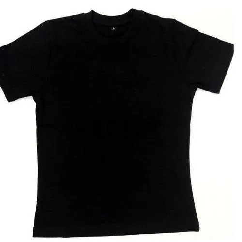 Men's Cotton T-Shirt - Regular Fit Short Sleeves Black Plain Design | Casual Wear for Adults Sizes S M L XL XXL