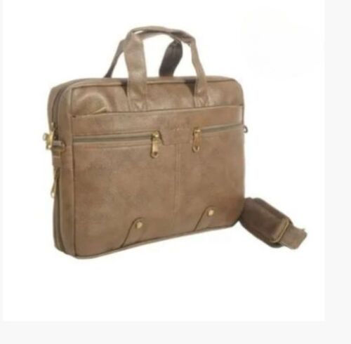 Trendy Laptop Bag - Artificial Leather, 2 Compartments, Brown Color - Stylish Zipper Closure
