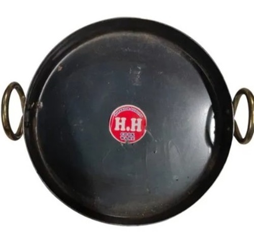 Black Flat Kadai - Iron Material 12 Inch Diameter Round Shape Black Color | Weight: 2 kg Superior Quality for Cooking Excellence