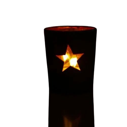 Black Star Cylindrical Votive Candle Holder