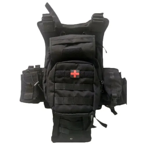 Black Tactical Vest With Pouch