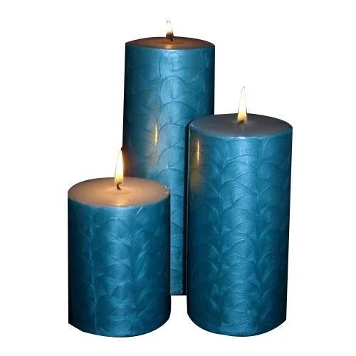 Blue Color Decorative Pillar Candle