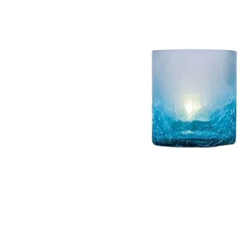 Blue Crackle Votive Candle Holder - Glass 3-5 mm Thickness Blue Color | Handmade Ideal for Home Decoration