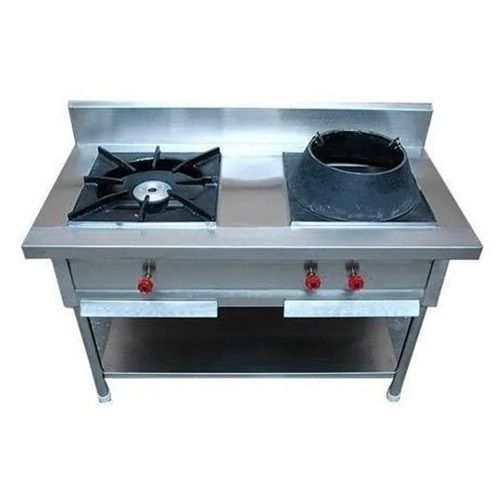 Commercial Gas Burners - Silver M.S Material, 46x24x34+15 Inches Size | Ideal for Canteens, Restaurants, and Commercial Kitchens