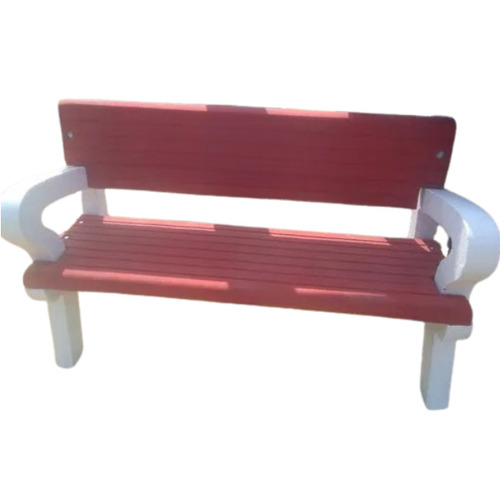 Concrete Garden Bench - Durable Concrete Material, 5 Inches Size, Red and White Color, With Backrest & Armrest, 3 Seater Seating Capacity