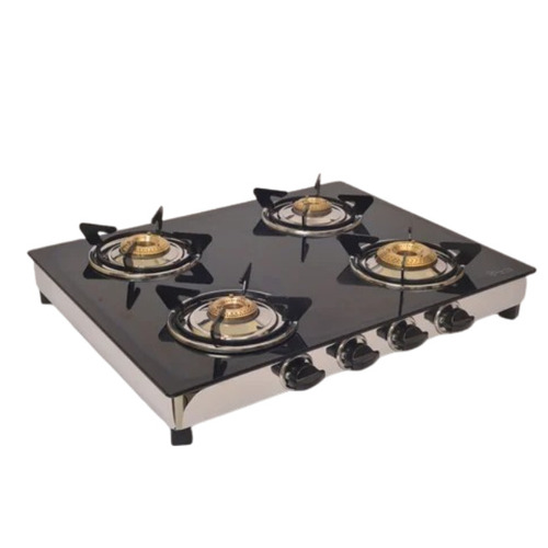 Four Burner Black Glass Gas Stove