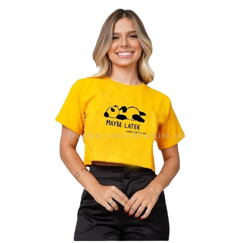 Ladies Fancy Crop Top - Cotton Size M Yellow | Printed Design for Casual Summer Party Wear