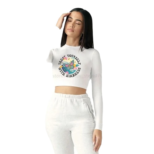 Ladies White Printed Crop Top - Cotton Fabric Sizes XS-XL | Casual Party Wear for Summer Occasions with Stylish Print Design