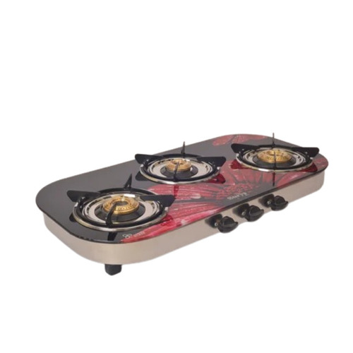 Oval Type 3 Burner Glass Top Stove