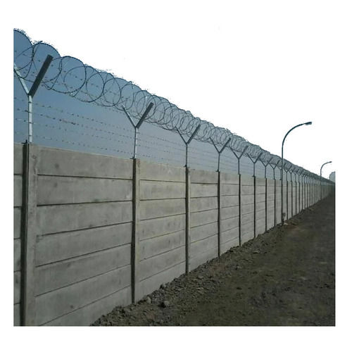 Precast Compound Wall With Barbed Wire Fencing