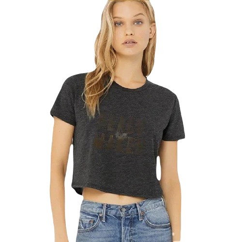 Printed Ladies Crop Tops - Cotton Blend XS-S-M-L-XL Dark Grey Fancy Casual Wear Suitable for Summer Party Wear