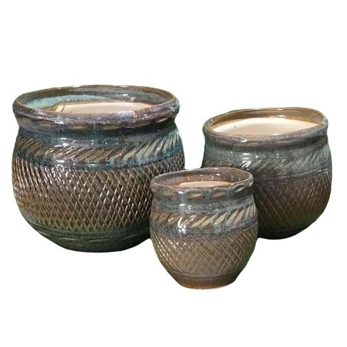 Round Ceramic Bonsai Pot Set