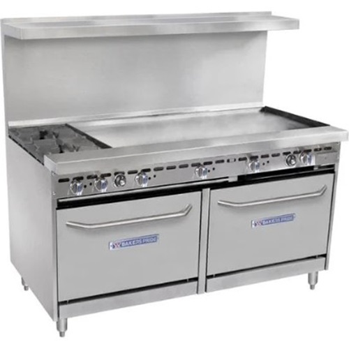 Stainless Steel Burner Range - 2 Burners, 48x33.5x56.625 Inches, Silver Finish, Ideal for New Installations